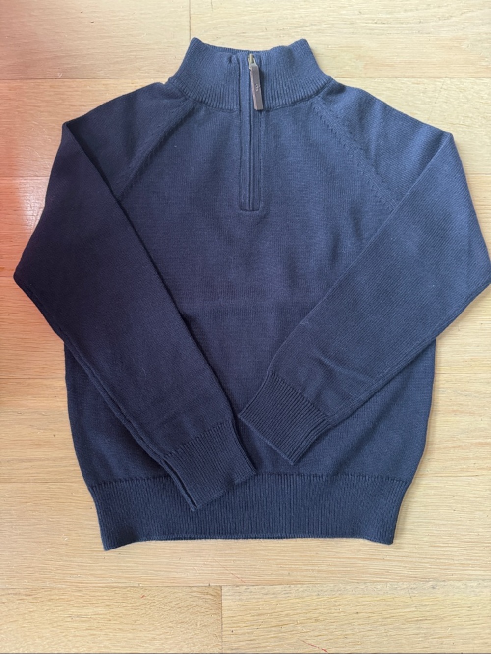 Crewcuts navy cotton cashmere half zip sweater